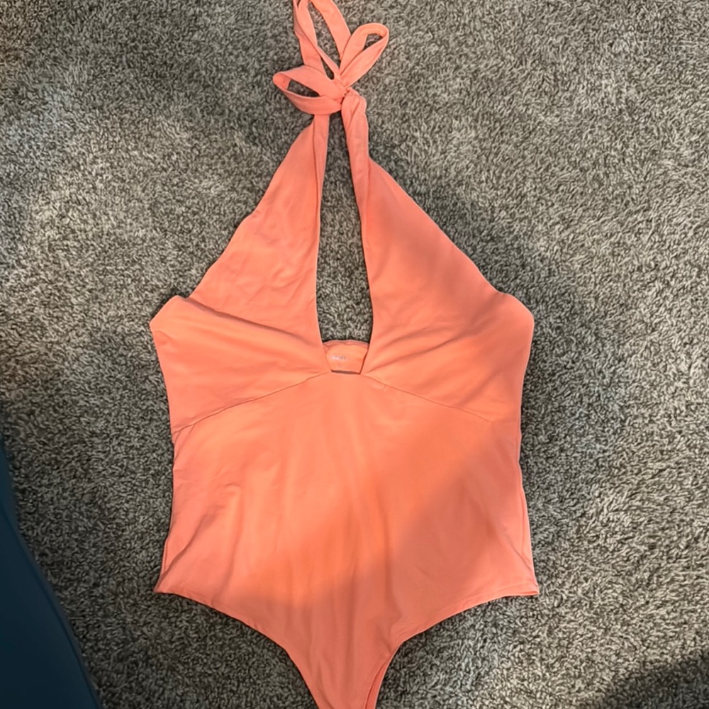 Coral Halter Bodysuit
